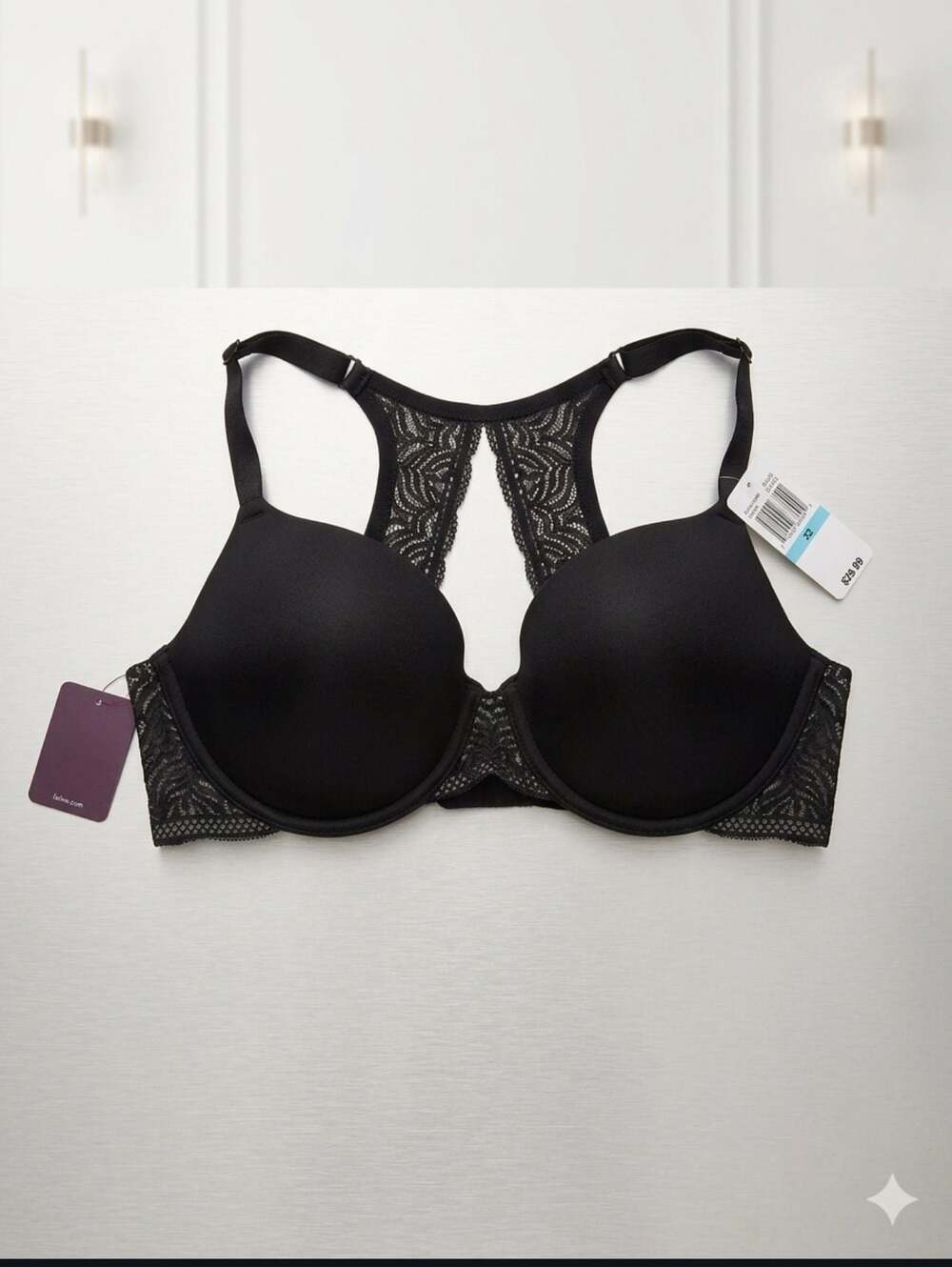 Paramour Carolina Seamless Plunge T-Back Underwire Bra Black 42C or 40C